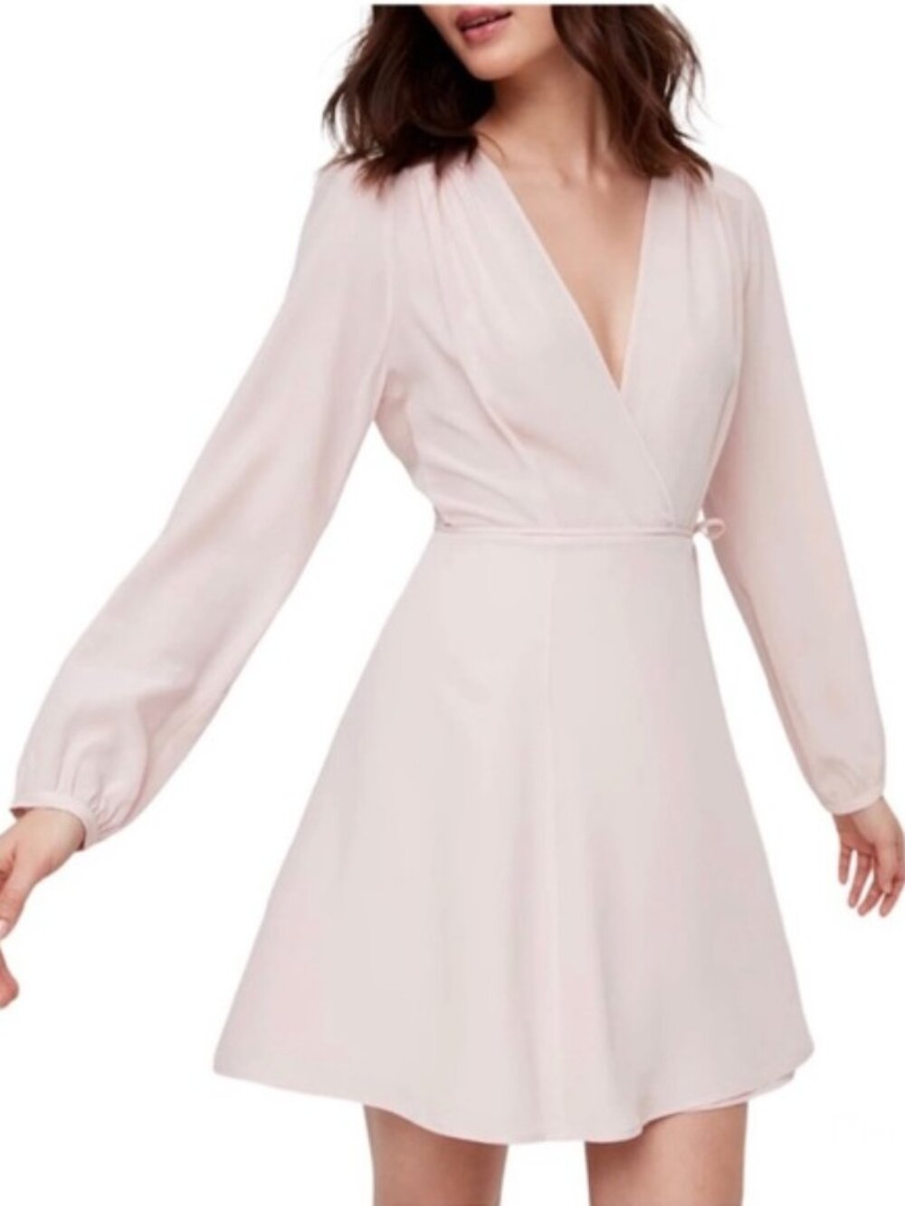 Wilfred Diane Soft Pink Silk Wrap Dress